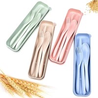 NEW - NANAOUS 4 Pack Portable Cutlery , Wheat