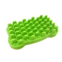 Groomie Silicone Brush For Dogs Bone, Lime Green