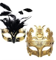 Venetian Masquerade Couple Mask for Gold Roman &