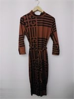 Women's 3/4 Sleeve Brown Dress