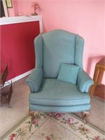 Set of 2 green wingback chairs