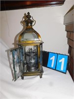 METAL LANTERN WITH TEA LIGHT CENTER; H:20"