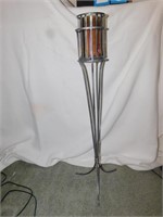 IRON PEWTER FINISH CANDLE STAND; H:36”; BATTERY