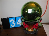GAZING BALL WITH FROG STAND; H:12"; 8" ROUND