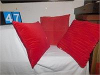 7 DECORATIVE PILLOWS; ONE SUEDE PILLOW; ONE