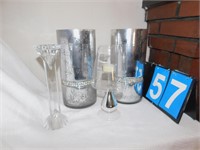 MERCERIZED VASES WITH RHINESTONE TRIM; H:12";