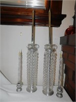 GLASS CRYSTAL CANDLE HOLDERS; 12" CRYSTAL CHAINS;