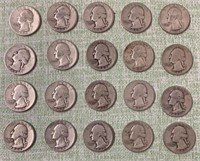 (20) 1940s Washington Quarters 90% Silver