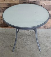 Round Folding Patio Table W/ Glass Top