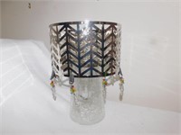 VASE WITH INSERT CANDLE HOLDER/ BEADED SHADE