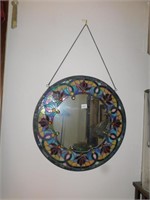 MIRROR STAINED AND LEADED GLASS; 24" ROUND PLUS