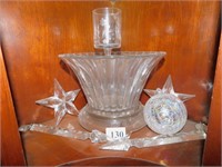 PEDESTAL WHOLE; GLASS STARS; TWO 8" CRYSTAL
