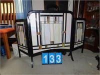 FIREPLACE SCREEN; STAIN GLASS PANELS; 3 SECTIONS;