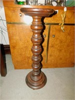 PINE PEDESTAL; H:30" AND 9" ROUND ON TOP