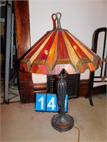 STAINED GLASS LAMP; 27"H 19 1/2"W; CUT OUT DESIGN