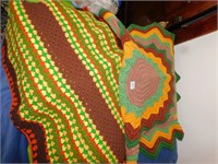 2 SMALL HANDMADE AFGHANS APPROX. 60"L AND