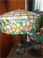 STAINED GLASS LAMP APPROX. 23"H WITH METAL BASE