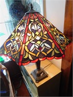 STAINED GLASS LAMP APPROXIMATELY 32"H WITH 2 PULL