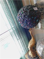 PEACOCK LAMP WITH METAL BALL 30"H