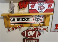 Wisconsin Badgers Pine Shelf, Signs, Etc.