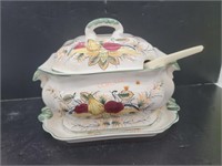 Vintage Hand Painted Porcelain Soup Terinne