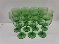 11 Green Glass Wine Glasses