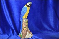 Blue Resin Parrot Statue