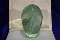 Mint Green Glass Jelly Fish Paper Weight