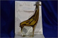 Amber and Clear Hand Blown Murano Style Art Glass