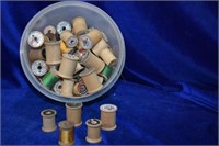 Approx 75 Vintage Wooden Thread Spools