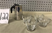 GB ESPRESSO MAKER AND 4 GLASS CUPS - ITALY