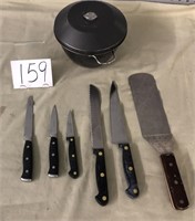KNIVES AND POT - SHEFFIELD AND CUISINART KNIVES