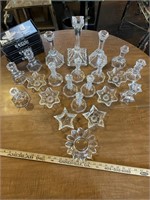 LOT OF CRYSTAL AND GLASS CANDLE HOLDERS
