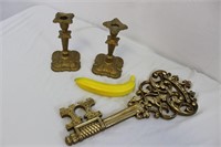 Vintage MCM Gorham Candle Holders & Key Wall Décor