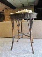 Round Wicker Table with Tablecloth