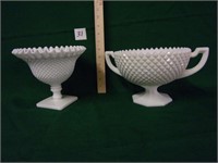 2 Westmoreland diamond pattern compotes