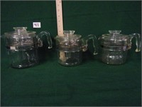 3 glass coffee pots