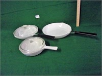 3 corning ware skillets