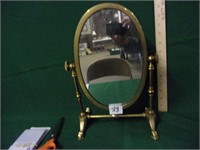 oval mirror w/brass frame