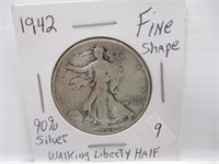 1942 Silver Walking Liberty Half Dollar 90% Silver