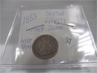 1853 Seated Liberty Half Dime 90% Silver