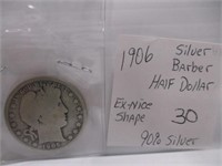 1906 Silver Barber Half Dollar 90% Silver