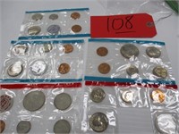 5 Uncirculated Mint Sets 2-1971, 2-1970, 1-1968