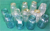 12 ball jars (some blue)