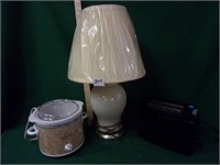 lamp, toaster, crock pot