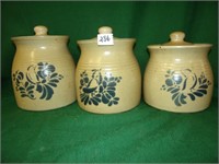 3 pottery cannisters