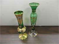 PAIR MURANO GLASS VASES MADE IN ITALY