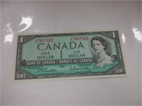 1954 UNCIRCULATED CANADA ONE DOLLAR BANK NOTE