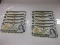 1973 IN SEQUENCE CANADA $1 DOLLAR BANK NOTES