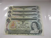 4 1973  CANADA $1 DOLLAR BANK NOTES